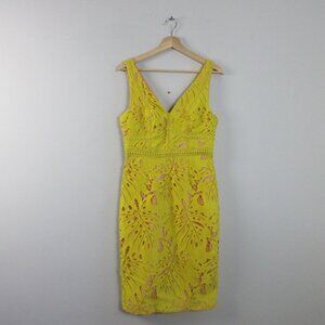 Anthropologie Maeve Gardenia Crochet Lace Dress 4 Yellow Prom Wedding 450